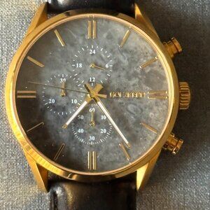 Men's Holzkern Chronograph Watch – Gold with Marble Dial